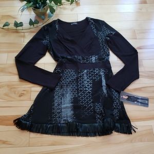 Black tunic dress with frill trim